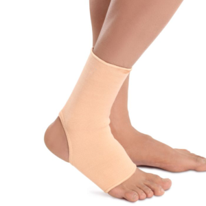 Figure Fine Ankle Support providing compression and warmth to alleviate ankle pain and inflammation.