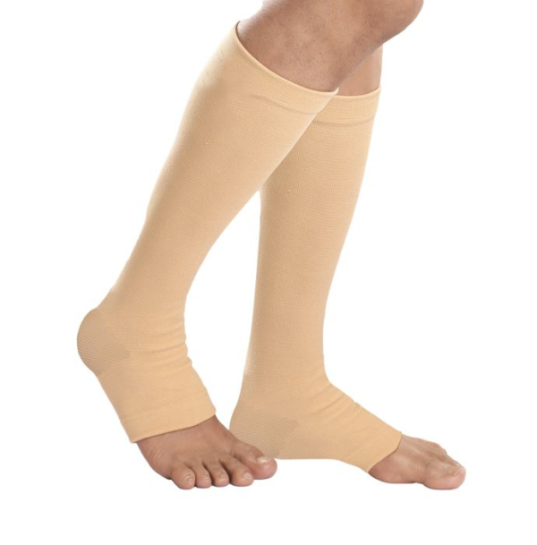 Below Knee Compression Stocking by Figure Fine, providing graduated compression for improved blood flow and reduced swelling.