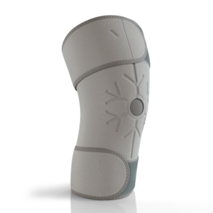 Image of the Cool Pack Knee Wrap by Figure Fine, showcasing its adjustable straps and built-in cold pack designed for knee compression and cold therapy.