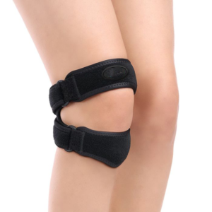 Image of Figure Fine's Dual Patellar Support: A knee brace with a two-strap design providing patellar stability, pain relief, and comfort with breathable, lightweight materials.