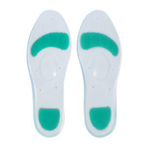 Silicone Foot Insole by Figure Fine, shown cushioning the foot with anatomically designed relief zones for superior comfort, reducing impact on feet, knees, and spine.