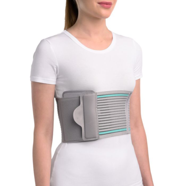 A flexible and supportive Rib Belt by Figure Fine, designed to compress and stabilize the rib cage during rib fractures or postoperative recovery, reducing chest movement and discomfort.