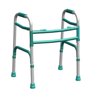 A child using the Figure Fine Child Invalid Walker, featuring a sturdy frame and comfortable handles for support and mobility.