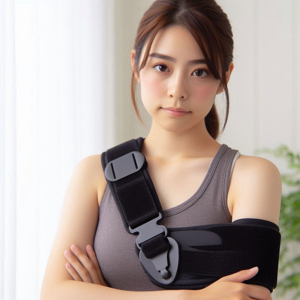 An ergonomic shoulder support by Figure Fine, designed for stability and comfort, featuring durable materials and adjustable straps.